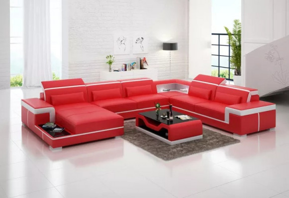 Narożnikowa kanapa Design Nowoczesne meble do salonu Narożnik Skórzana kanapa tapicerowana