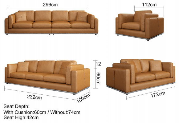 Sofa 4 miejsce do siedzenia Sofy Luksusowe sofy tapicerowane Sofy skórzane Luksusowa designerska kanapa Nowa sofa