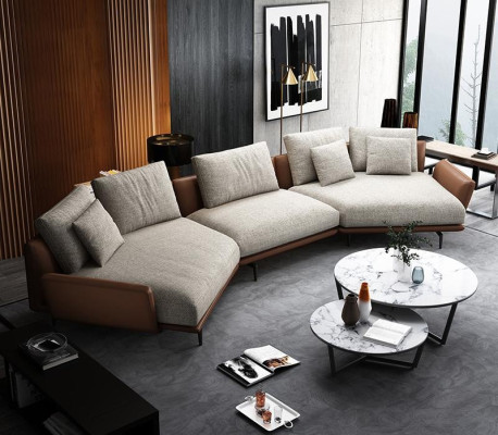 Nowoczesna sofa Narożnikowa kanapa Kształt U Meble tapicerowane salon skórzana sofa Narożnikowa kanapa