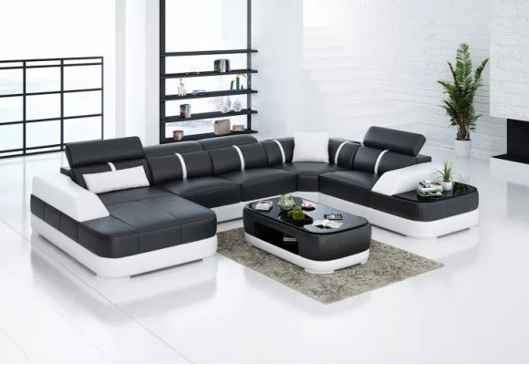 Narożnikowa kanapa Design Nowoczesna kanapa narożna do salonu Skórzana kanapa tapicerowana