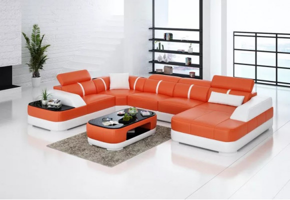 Narożnikowa kanapa Design Nowoczesna kanapa narożna do salonu Skórzana kanapa tapicerowana
