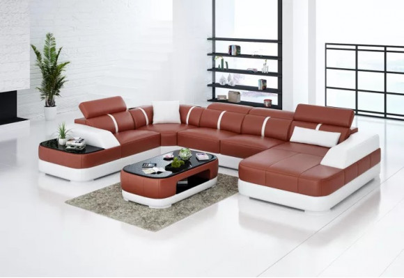 Narożnikowa kanapa Design Nowoczesna kanapa narożna do salonu Skórzana kanapa tapicerowana