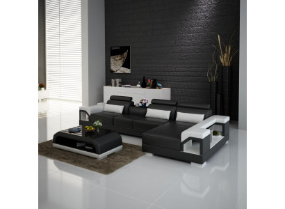 Kanapa Narożnikowa kanapa Skóra Żywy krajobraz Ustawić Design Nowoczesna sofa w kształcie litery L na USB