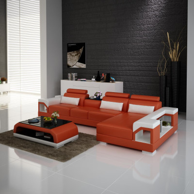 Kanapa Narożnikowa kanapa Skóra Żywy krajobraz Ustawić Design Nowoczesna sofa w kształcie litery L na USB