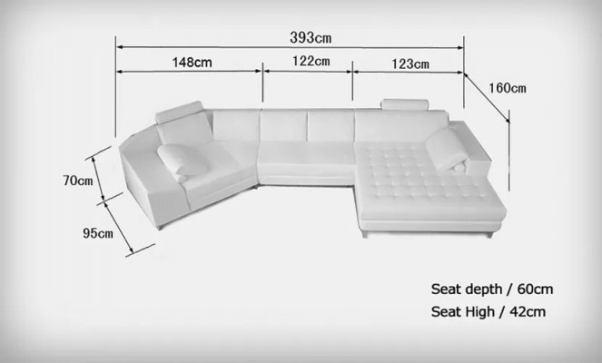 Nowoczesna sofa Narożnikowa kanapa skórzana sofa narożna w kształcie litery U Podkładka designerska sofa