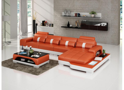 Sofa skórzana kanapa w kształcie litery L Żywy krajobraz Narożnikowa kanapa Ustawić Design Modern Sofa usb Nowość
