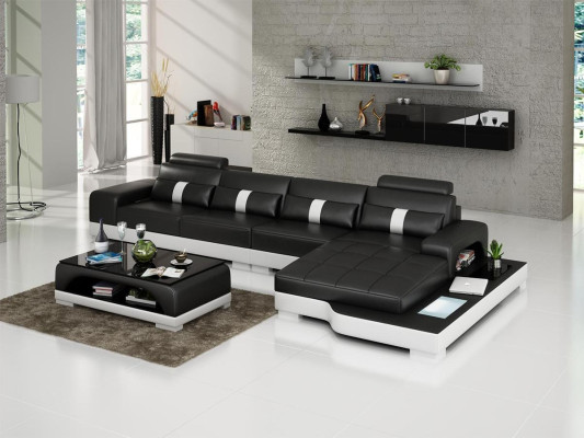 Sofa skórzana kanapa w kształcie litery L Żywy krajobraz Narożnikowa kanapa Ustawić Design Modern Sofa usb Nowość