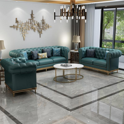 Chesterfield Zestaw sofowy Couch Podkładka Sofa 6-częściowa. Zestaw do salonu stoły