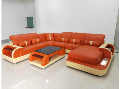 Żywy krajobraz u Form Sofa Skórzana Podkładka Narożnikowa kanapa Sofa Kanapa Skóra Włókienniczy usb Nowość