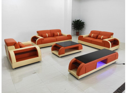 Design Zestaw sofowy 3 2 1 miejsce do siedzenia stolik kawowy 4 szt. Kompletny zestaw USB do salonu