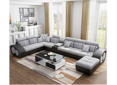 Designerska sofa kanapa Narożnikowa kanapa ze Stołka Ustawić Podkładkę Żywy krajobraz w kształcie litery L