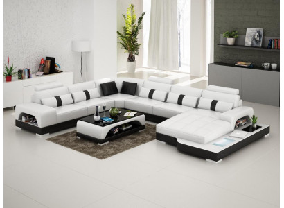 Zestaw narożny skórzana sofa projekt luksusowy Żywy krajobraz led sofa kanapa Podkładka Narożnikowa kanapa