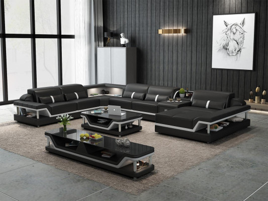 Sofa z USB Designer Żywy krajobraz Kształt U Couch Narożnikowa kanapa Podkładka Ustawić Nowość