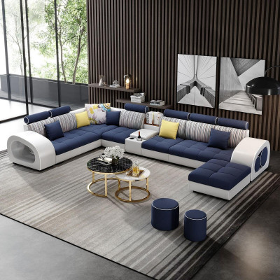 Sofa skórzana sofa z kanapą USB designerska sofa w kształcie litery U Zestaw narożny narożnik tapicerowany Duży nowy
