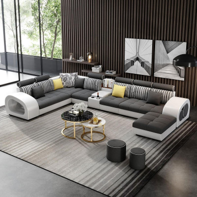 Sofa skórzana sofa z kanapą USB designerska sofa w kształcie litery U Zestaw narożny narożnik tapicerowany Duży nowy