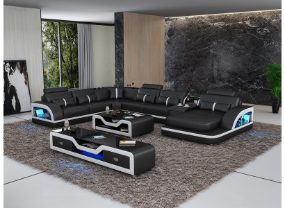 Zestaw narożny skórzana sofa projekt Narożnikowa kanapa luksus Żywy krajobraz led sofa kanapa Podkładka