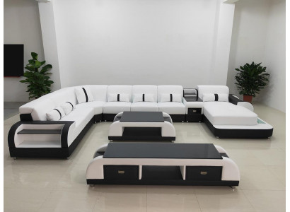 Żywe krajobrazy Narożnikowa kanapa Kanapa Ustawić Skóra Podkładka Siedziba Narożnik Sofa USB Dźwięk