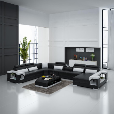 Zestaw narożny skórzana sofa USB LED luksus Żywy krajobraz sofa kanapa Podkładka Narożnikowa kanapa