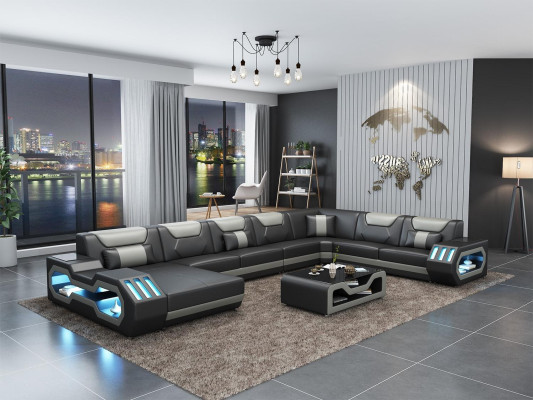 Skórzana sofa Narożnikowa kanapa Ustawić Podkładkę w kształcie litery U Sofa kanapa projekt Zestaw narożnych sof