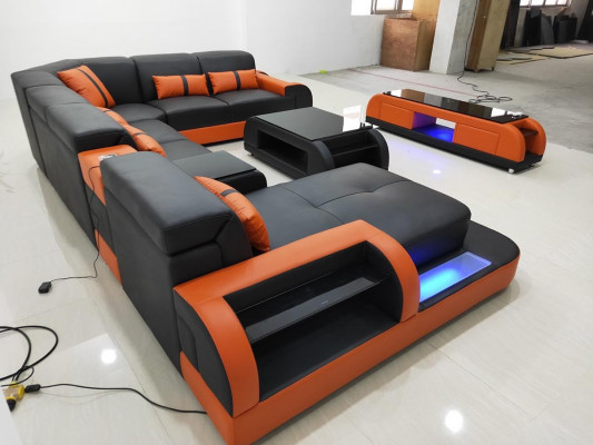 Żywy krajobraz Couch Podkładka Sofa Ustaw 3-częściowa. Zestaw stolik kawowy kredens Skóra