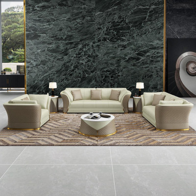 Zestaw wypoczynkowy 3+2+1 miejsce do siedzenia Design Podkładka Sofy Skóra Relaks Modern New Brown