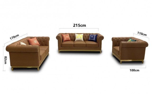 Zestaw wypoczynkowy 3+2+1 miejsce do siedzenia Meble Podkładka Tekstylna Skóra Modern Chesterfield Design