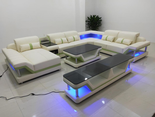 Nowoczesny design Żywy krajobraz Narożnikowa kanapa Sofa Kanapa Podkładka rtv stolik kawowy Skóra