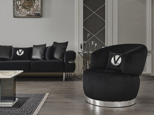 Czarny Fotel 1-osobowy Włókienniczy salon luksusowy nowy design Fotel Fotel nowoczesny