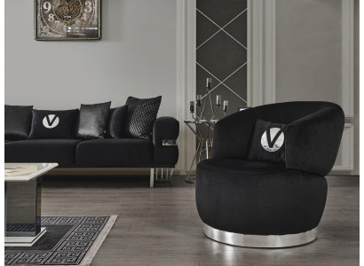Czarny Fotel 1-osobowy Włókienniczy salon luksusowy nowy design Fotel Fotel nowoczesny