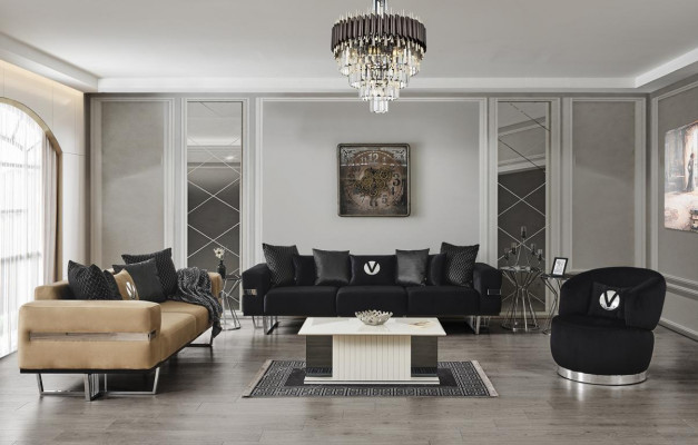 Czarny Fotel 1-osobowy Włókienniczy salon luksusowy nowy design Fotel Fotel nowoczesny
