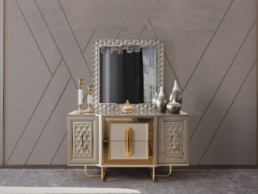 Ustawić Kredens Lustro Komody Luksusowy Kredens Szafa Zestaw Drewno Nowy