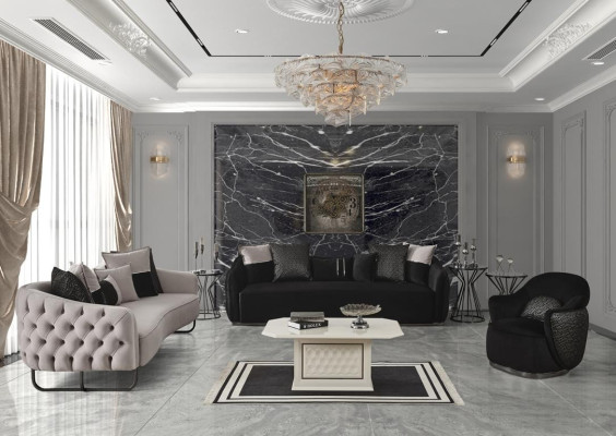 Fotel 1-miejsce siedzące Czarny Luksusowy wystrój salonu nowoczesny elegancki materiał obiciowy nowy