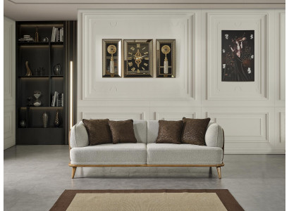 Sofa 2 miejsce do siedzenia Szara Elegancka Nowoczesna Luksusowa Design Drewno Meble Podkładka Materiał Nowość