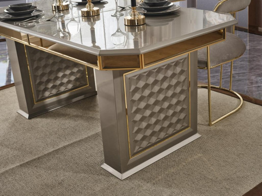 Stół obiadowy Szary Nowoczesna jadalnia Piękna Kuchnia Drewno stoły Design Luxury Metal Nowość