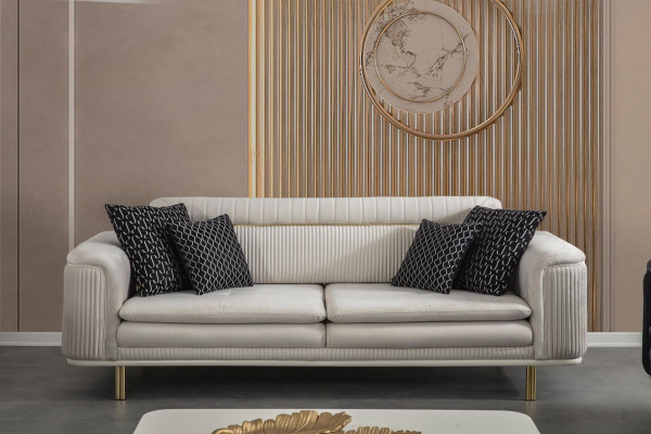 Sofa Kanapa Trzyosobowa Pokój Dzienny Materiał Sofy Kanapy Meble Meble Beżowy