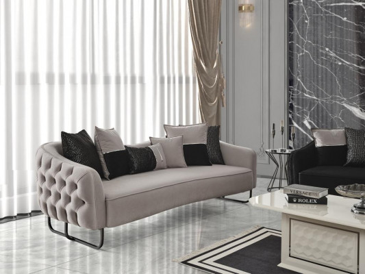 Sofa 3 miejsce do siedzenia beżowa sofa w stylu luksusowego salonu nowoczesny design tkanina obiciowa nowa