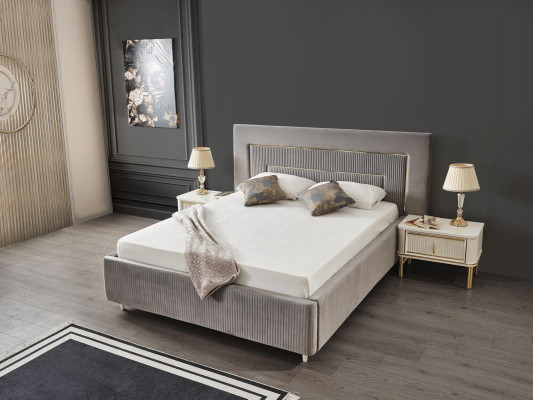 Łóżko łóżko tapicerowane Luxury Sypialnia Design łóżko włókiennicze Rama łóżka Drewno Nowość