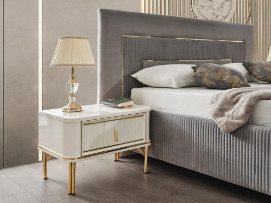 Łóżko łóżko tapicerowane Luxury Sypialnia Design łóżko włókiennicze Rama łóżka Drewno Nowość