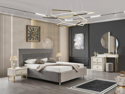 Łóżko łóżko tapicerowane Luxury Sypialnia Design łóżko włókiennicze Rama łóżka Drewno Nowość