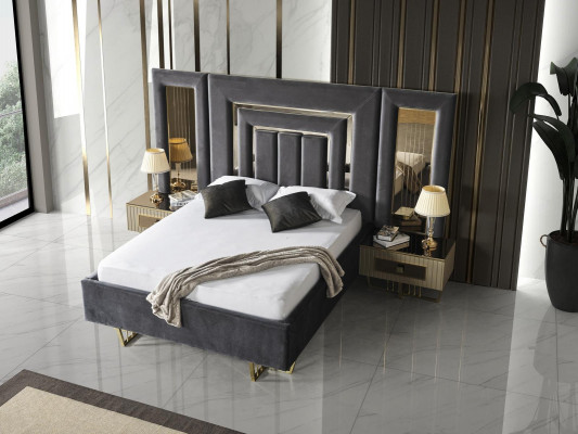 Luksusowe Sypialnia Stolik nocny Łóżko 3-częściowe. Kompletny zestaw designerskich mebli