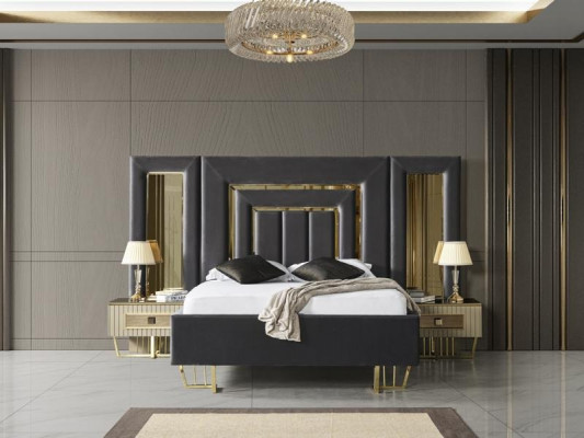 Luksusowe Sypialnia Stolik nocny Łóżko 3-częściowe. Kompletny zestaw designerskich mebli