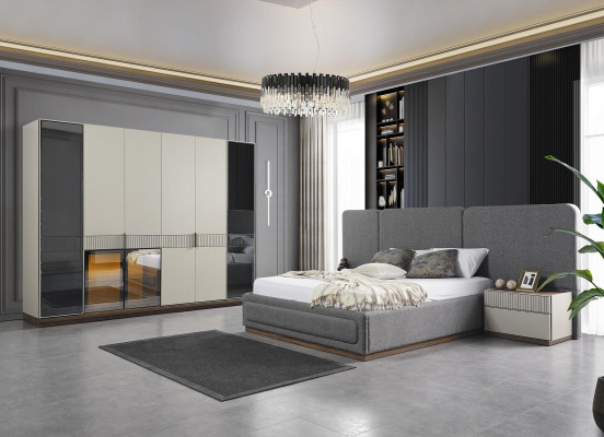 Sypialnia Meble łóżka 2x Szafki nocne Szafa Szafa Design 4szt