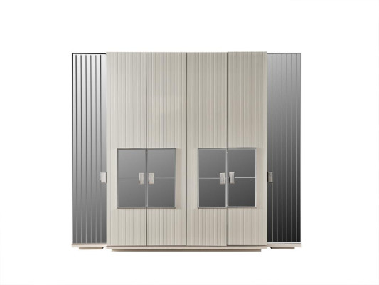 Sypialnia Zestaw 2x Szafki nocne Szafa Kompletny Pokój Łóżko Meble 4-częściowy