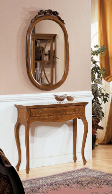 Stół konsolowy Lustro Zestaw Kredensów Drewno Włoskie Meble Stile Elisa 2-częściowy Nowość