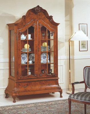 Witryny Szklane Meble do Salonu Brąz Gablota Klasyczna Włoska Szafa