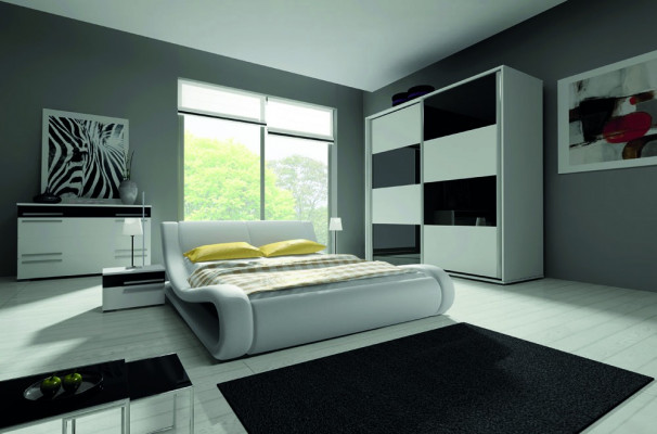 Design Sypialnia Kompletna Obcios Szafa Łóżko Kredens Stolik nocny Modern