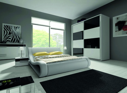 Design Sypialnia Kompletna Obcios Szafa Łóżko Kredens Stolik nocny Modern