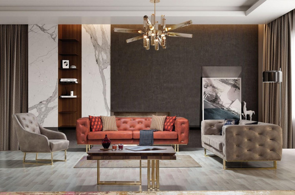 Fotel Włókienniczy Salon Luksusowy Design Meble Krzesła Modern Chesterfield