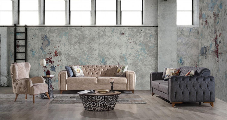 Sofa Trzyosobowa 3 miejsce do siedzenia Sofy Fotel Material Couch Meble Włókienniczy Kolor Szary