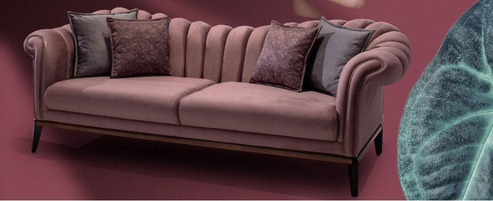 Styl Włoski 2 miejsce do siedzenia Salon Sofa Sofa Podkładka Siedziba Włókienniczy Różowa Nowość